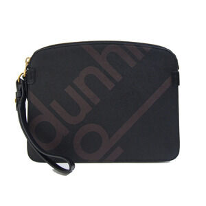 Dunhill Clutch Bag, Luggage Canvas, Black/Dark Brown Leather, Second Bag with...